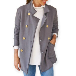 Frank & Eileen Belfast Sweatshirt Peacoat Jacket Gray Triple Fleece Size XS